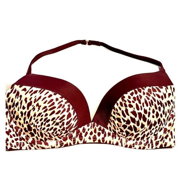 VS PURPLE ANIMAL PRINT  HALTER SWIM TOP 32C - Picture 1 of 4